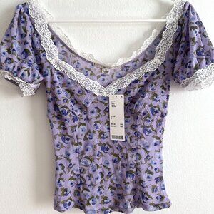 Kimchi Blue Mesh Floral Top